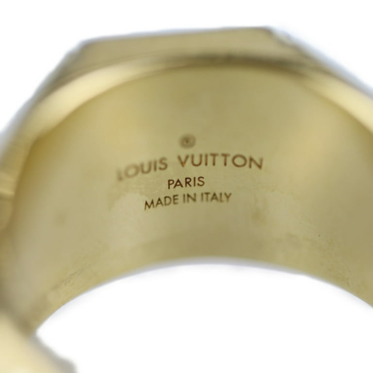 Authenticated Used LOUIS VUITTON Louis Vuitton Signet Ring Monogram Ring/ Ring M80191 Notation Size L Metal Gold 