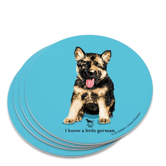 I Know a Little German Shepherd Puppy Dog Novelty Coaster Set