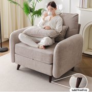 Rexulqo Oversized Accent Chair with All Seats Storage,Comfy Living Room Chairs with 2 Throw Pillow,Upholstered Mid-Century Armchair,24.5'' Deep Seat,Reading Chair For Bedroom ,Office,Chenille,Khaki