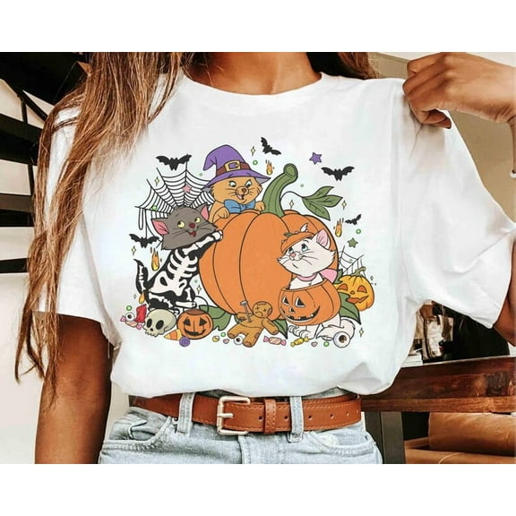 The Aristocats Marie Toulouse Berlioz Skeleton Pumpkin Halloween Shirt, Disney Mickey_s Not So Scary Party Tee, Disneyland Family Trip