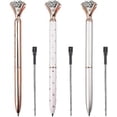 thumbnail image 2 of 3PCS Diamond, Large Crystal Diamond, Bling Metal , Pen Office and School, Silver / White Rose Polka Dot / Rose Gold, Including 3Pen Refills., 2 of 5
