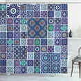 thumbnail image 1 of Ambesonne Ethnic Shower Curtain, Traditional Mosaic Tile, 69"Wx70"L, Teal Indigo Navy Blue, 1 of 3