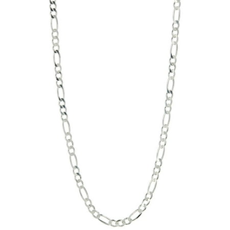 Pori Jewelers Rhodium-Plated Sterling Silver 5.25mm Figaro Chain Men's Necklace, 24