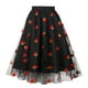 thumbnail image 1 of Gibobby faldas de lentejuelas para mujer Falda de talla grande con borde, 120, 200 libras, malla bordada con cereza, dobladillo grande, cintura alta, falda acampanada(Negro, XXXXL), 1 of 4
