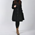 thumbnail image 6 of Women's Wool Coat Turtleneck Slim Fit Overcoat Autumn Winter Single Breasted Long Coat for Outdoor Work Party, 6 of 7