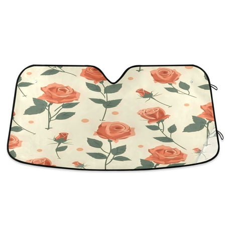 Car Sun Visor 53*23.5Inch Windshield Sun Shield Car Sun Curtain Car Sun Shield Car Sun Insulation Suitable For Most Vehicles Rose Flower