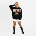thumbnail image 3 of Women's Gameday Couture Black Cleveland Browns Oversized Level Up Black Label Premium Fleece Sweatshirt, 3 of 6
