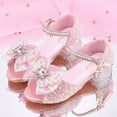 thumbnail image 2 of eczipvz Toddler Shoes Girl Width Heel with Diamond Shiny Sandals Princess Shoes Bow High Heels Show Princess Shoes for Kids Size 1 for Girls (Pink,1.5), 2 of 4