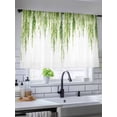 thumbnail image 5 of Sheer Curtains 45 Inch Length, Green Semi Sheer Curtains Light Filtering Window Treatment, Summer Botanical Leaves Watercolor Privacy Voile Drapes for Living Room Bedroom 52x45 Inch, 5 of 7