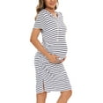 thumbnail image 2 of Women's Maternity Hoodie Dress Short Sleeve Split Ruched Pregnancy Clothes, 2 of 6