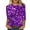 Purple, variant on Tshirts Women 3/4 Sleeve Casual Sequined Crew Neck Loose Printed Women's Tops Pink M