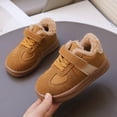 thumbnail image 2 of Toddler Boys Girls Winter Flat Shoes Fuzzy Lined Hook and Loop Walking Shoes Casual Nonslip Splice Suede Sneakers Yellow 10.5 Little Kid, 2 of 5
