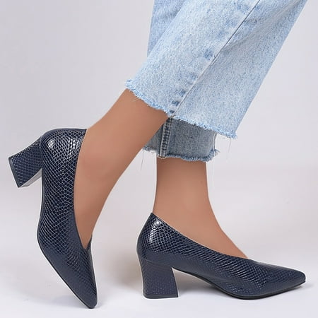 

HIBRO Leisure Women Solid Color High Heels Slip-On Pointed Toe Shoes Single Shoes Work Shoes