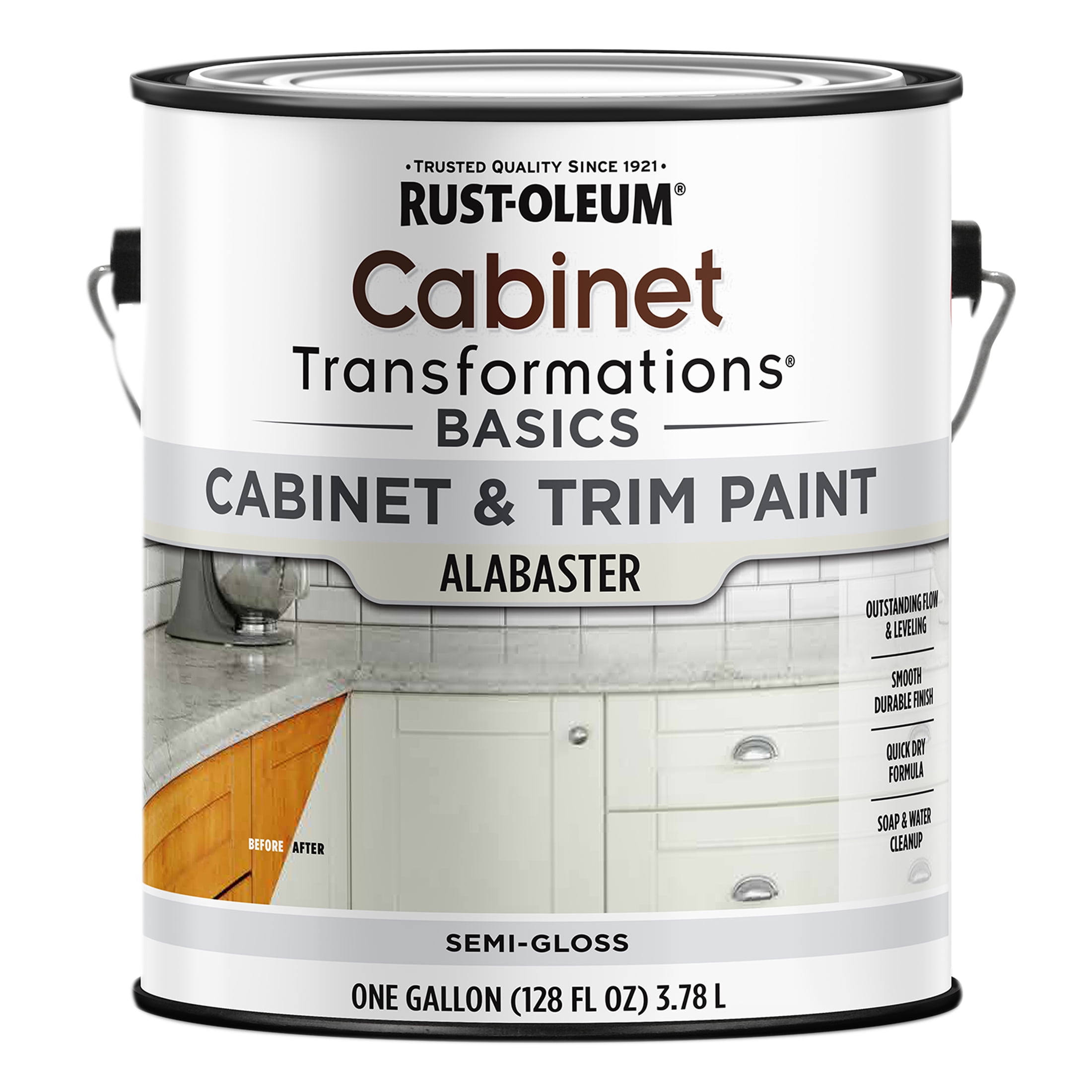 2 Pack, Alabaster, Rust-Oleum Cabinet Transformations Basics Semi-Gloss Cabinet and Trim Paint- Gallon