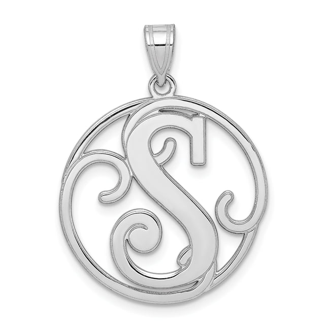 925 Sterling Silver Fancy Script Initial S Charm and Pendant