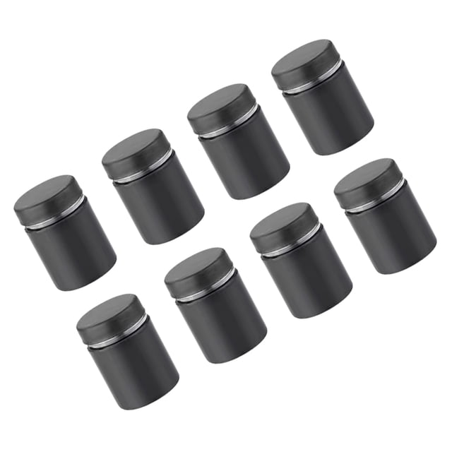 Yuarrent 8x Clavos protectores de cojinetes de goma - Tornillos publicitarios para pantallas de vidrio Clavos publicitarios para tornillos Decoración del hogar negro 19*25mm