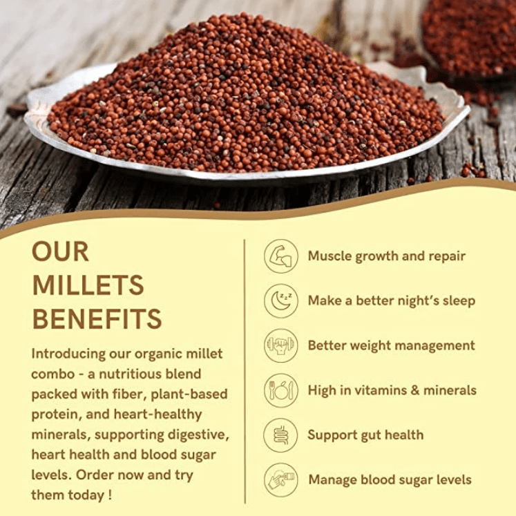 Danodia Foods Organic Finger Millet Flakes (Ragi) (2lbs/950g)– Crunchy Gluten-Free Cereal, High-Fiber & Protein-Packed, Non-GMO, Vegan, Resealable Pouch