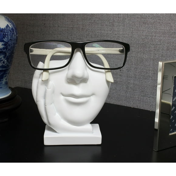 JewelryNanny Support de Lunettes de Visage Artistique - Nez Sculpté pour Lunettes Ou Lunettes de Soleil, la Vie Est Bon, Blanc