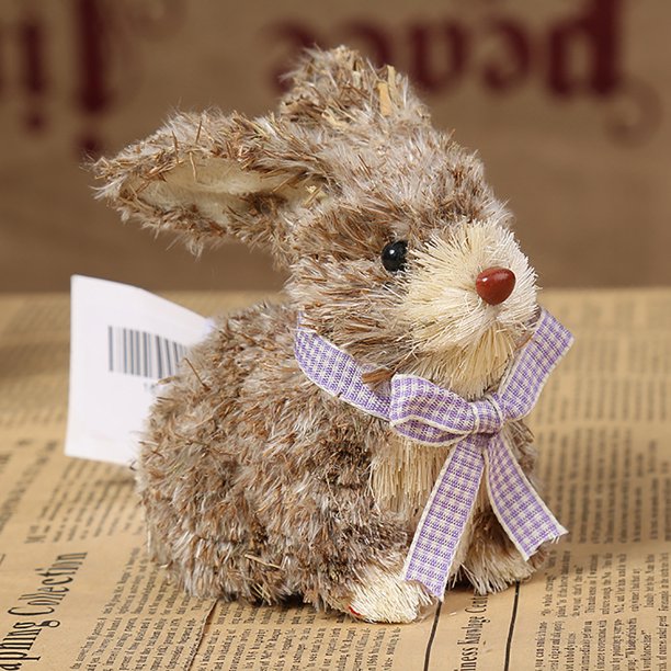 TRKIYQC Adorno De Conejito De Paja De Pascua, Figuras De Conejo De Hierba De Pampa De Caña Artificial Linda Decoraciones De Jardín De Mesa TRKIYQC casual
