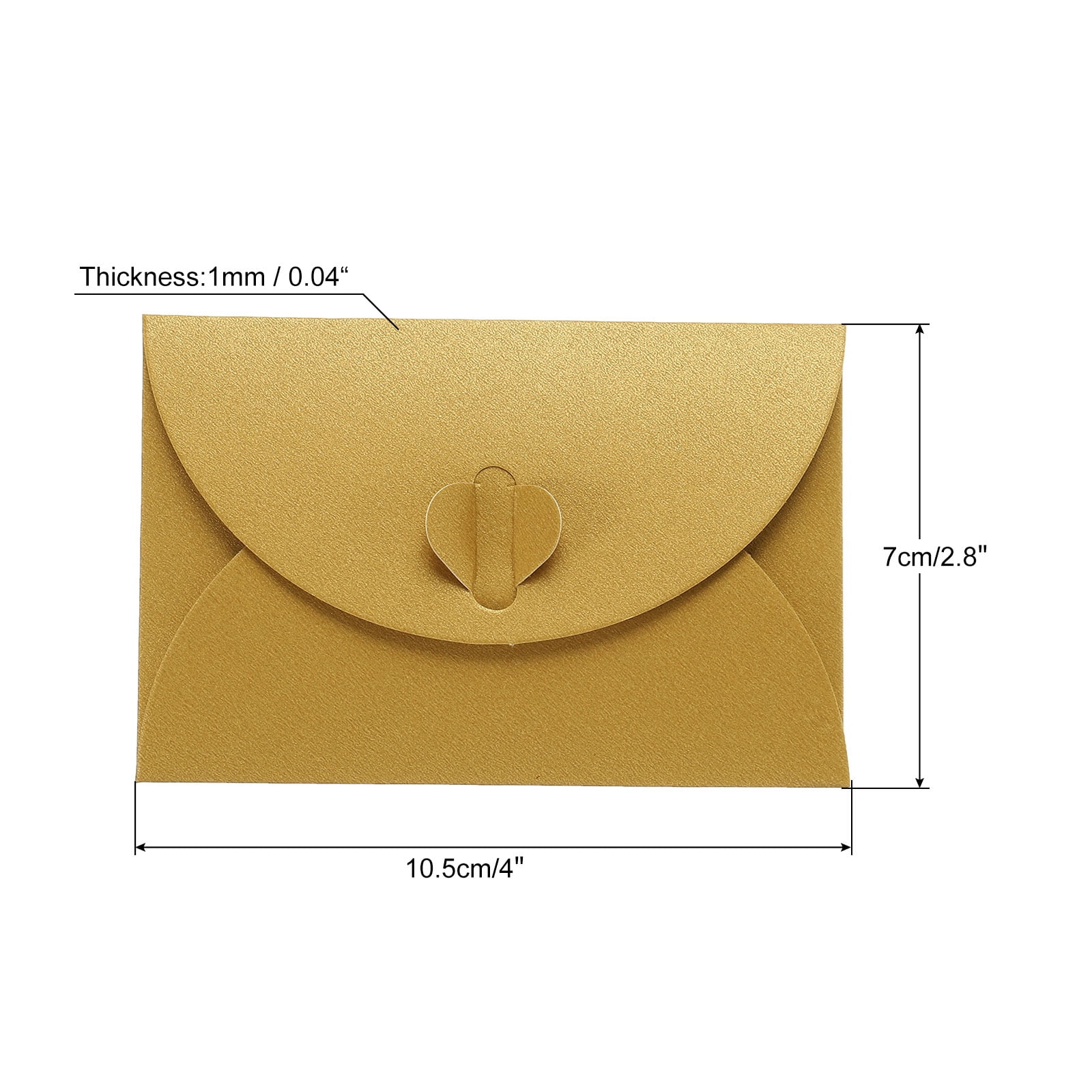 Unique Bargains Heart Clasp Tiny Items Storage Holder Mini Envelopes Golden