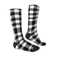 thumbnail image 3 of Easygdp White And Black Plaid Soccer Socks Sport Knee High Socks Calf Compression Athletic Socks for Men and Women, 3 of 9