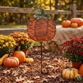 thumbnail image 4 of Iron Pumpkin Yard Decorations, Metal Garden Stakes Fall Lawn Ornaments for Thanksgiving Halloween Outdoor Patio Decor, Ground Insert Art for Home Backyard Seasonal Display, Orange, Style C, 4 of 9