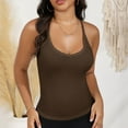 thumbnail image 5 of Women's Deep V-Neck Tank Top with Slim Fit and Adjustable Strap Detail - Large, Coffee, 5 of 7