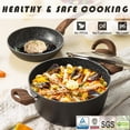 thumbnail image 3 of Vkoocy - Juego de ollas y sartenes de cerámica antiadherentes, juego de utensilios de cocina de cocina de inducción con sartenes, cazuela, cacerolas, de patrón granito negro, 3 of 5
