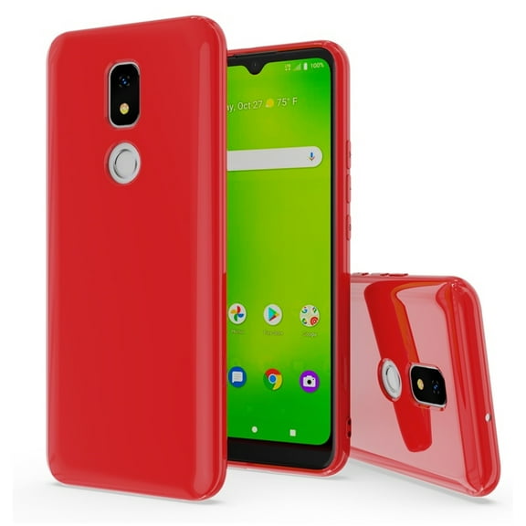 For Cricket Splendor 2021 TPU 1-Piece Cover Phone Case   Tempered Glass - Red