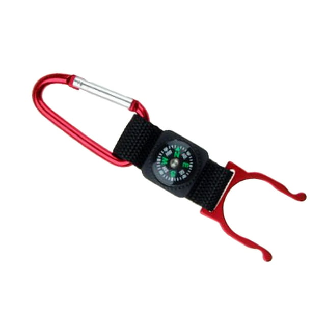 2 in 1 Water Bottle Buckle Holder Clip with Compass Compass for Outdoor Hiking Camping Sporting Goods Red Soledad Camping y Senderismo Herramientas