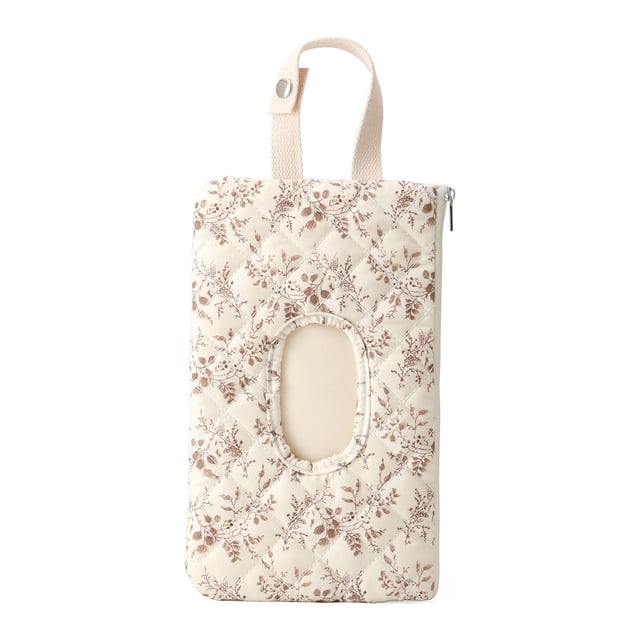 Para Toallitas Húmedas Dispensador Bebés Acolchado Floral Lona portátil Mamá (Beige)