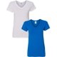 thumbnail image 1 of Camiseta Gildan para Mujer, 2 Paquetes, Cuello en V, Algodón Pesado, XL, Blanca y Royal, 1 of 1