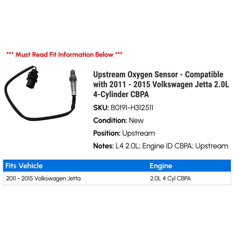 Wide-Band Oxygen Sensor Upstream Air Fuel For VW Jetta, Beetle, Golf, – D2P  Autoparts USA