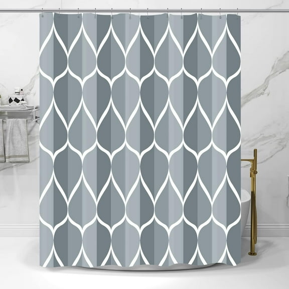 Grey Blue Fabric 72 x 72 Inch Cloth Shower Curtain, Waterproof Design and Polyester, Quick-Drying, Heavy Duty Shower Curtains Set for Bathroom, Machine Washable with 12 Metal Hooks