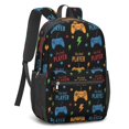 thumbnail image 2 of Game Controller Black Pattern 17" School Backpacks for Teens,Waterproof Oxford Fabric,S-Shape Padded Straps for School,Travel,Hiking,Camping, 2 of 6