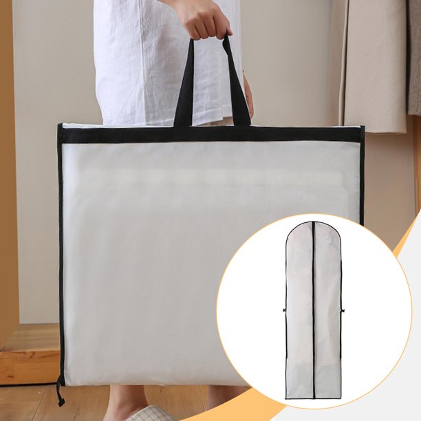 Funda protectora para vestidos largos, bolsa de almacenamiento de ropa, funda antipolvo con cremallera, plegable, portátil, de material PEVA, gran capacidad, protector de ropa, ideal Blanco