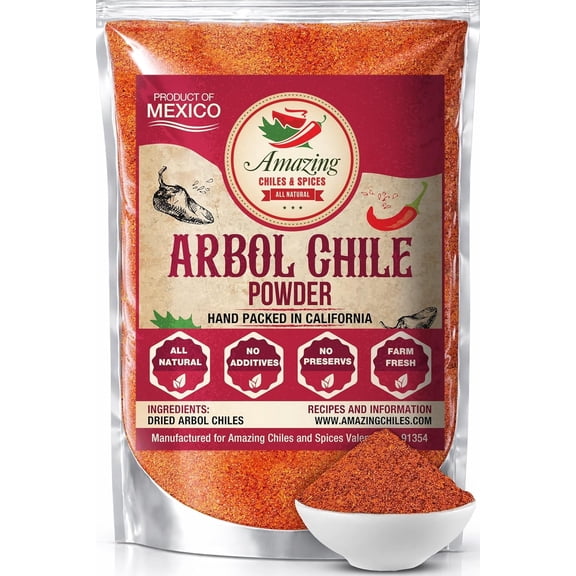 Chile de Arbol Dried Red Chili Pepper Powder - 4 oz - Ground Peppers For Authentic Mexican Cuisine