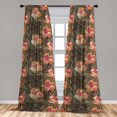 thumbnail image 2 of Floral Boho Window Curtains, Tropical Feels Watercolor Flowers Vintage with Leaves Greenery, Lightweight Decor 2-Panel Set with Rod Pocket, Pair of - 28"x84", Pale Vermilion Jade Green, by Ambesonne, 2 of 3