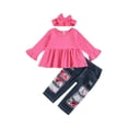 thumbnail image 1 of ITFABS Ensemble pour Enfants, Manches Longues Col Rond Manches Évasées Jeans Longs Découpés, 1 of 8
