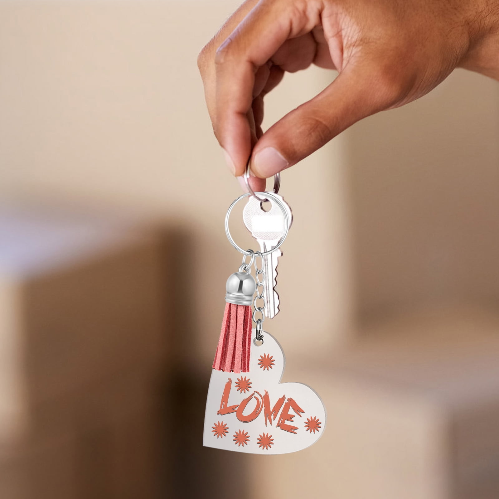 4 Sets Acrylic Key Ring Transparent Keychain Blanks Accessories Lovers