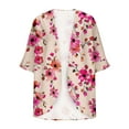 thumbnail image 4 of VEKDONE 3/4 Puff Sleeve Chiffon Cardigan for Women Fashion Print Lightweight Capes Ladies Loose Fit Breathable Cover Ups Hawaiian Beach Cardigans, 4 of 5
