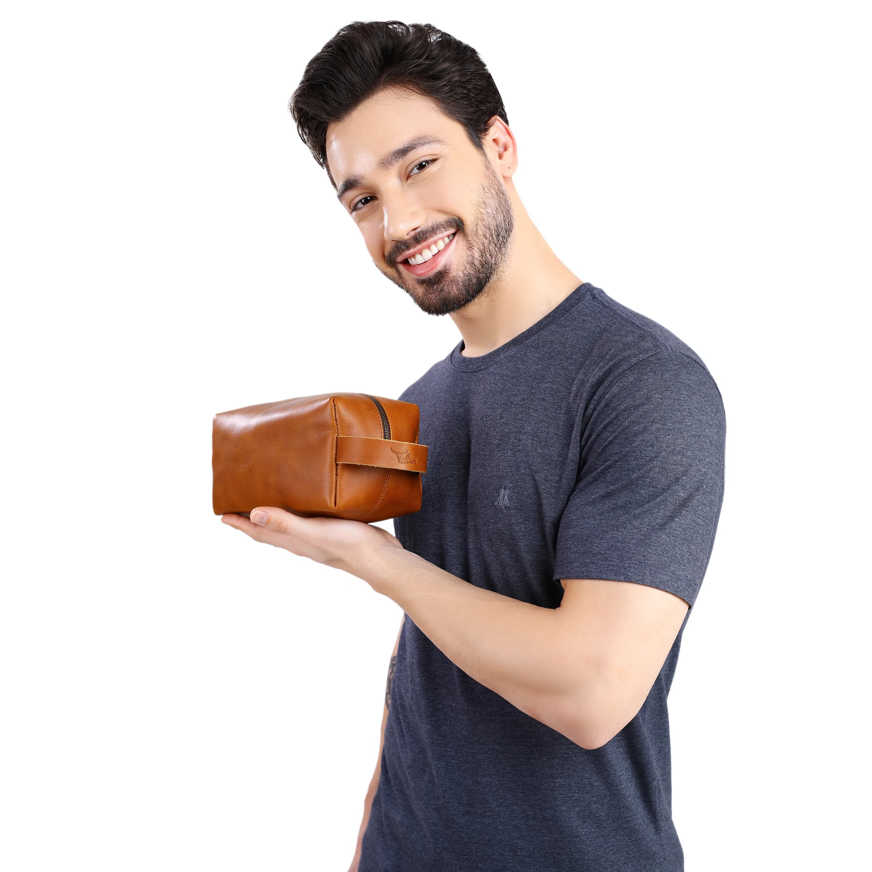 Vellaire Genuine Leather Toiletry Bag, Toiletry Bag for Men and Women Shaving Bag Cosmetic Bag for Women Mens Dopp Kit. Light Brown