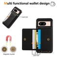thumbnail image 2 of for Google Pixel 8 Pro Wallet Case with Card Slots, Hand Wrist Strap Rotate Ring Design, Finger Grip Ring PU Leather Magnetic Button Shockproof Purse Phone Cover for Google Pixel 8 Pro, Black, 2 of 6