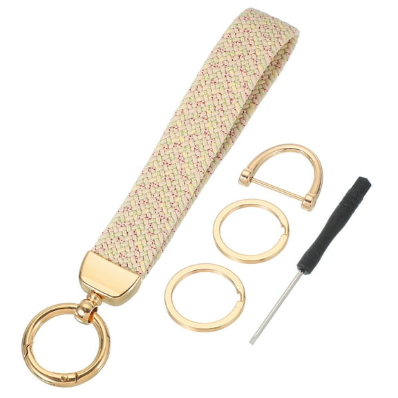 Wrist Lanyard Keychain, Stretchy Wristlet Strap Key Chain for Women Men, Cute Braided Keychains Holder for Car Keys Camera Wallet ID Badges Card, White