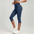 thumbnail image 2 of JGGSPWM Womens Fashion Solid Color Workout Capri Leggings No Front Seam High Waisted Stretchy Scrunch Gym Yoga Pants Blue M, 2 of 6