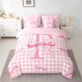 thumbnail image 2 of Manfei Cartoon Pink Letter P Bedding Comforter Set 7pcs, Cute Buffalo Plaid King Bedding Sets, Teens Kids Girls Female Reversible Bed Sheets, Luxury Bedroom Decor, 2 of 7
