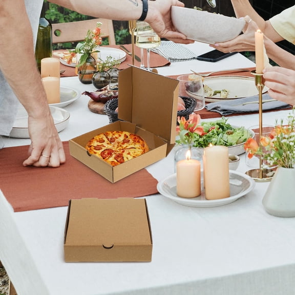 DEEPCRAFF 10pcs Empty Pizza Box Kraft Paper Pizza Boxes Brown Takeout Containers
