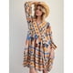 thumbnail image 5 of Vestido Corto Estampado de Larga con Cuello en V para Mujer, Estilo Bohemio Informal y Holgado, Ideal para la Playa. Albaricoque M, 5 of 9