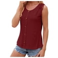 thumbnail image 1 of WEAIXIMIUNG T-Shirts Blancs pour Femmes Ajustés Été Couleur Unie Col Rond Bouton Cordon de Serrage Débardeur Ample, 1 of 9