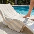 thumbnail image 6 of Unique Bargains Stripe Lightweight Absorbent Quick Dry Beach Towel Grey 71" x 40", 6 of 7